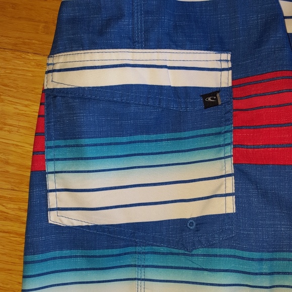 O'Neill Swim Surf Board Shorts Stripe Blue Sz 38 - Picture 4 of 6
